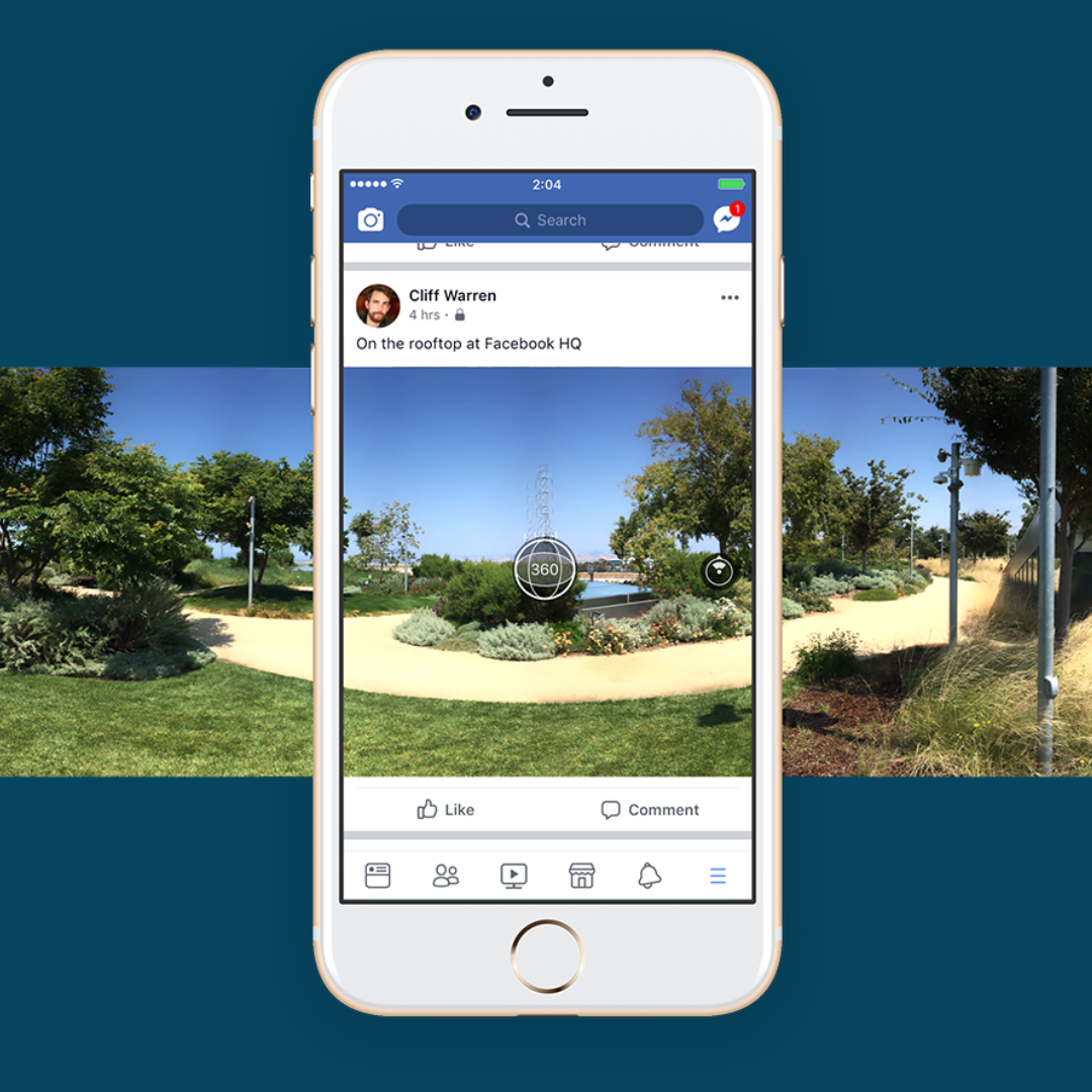 Interface Facebook avec vue à 360°